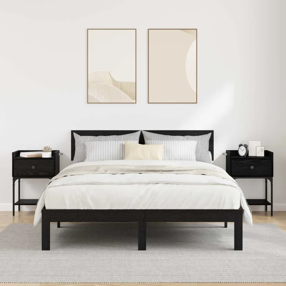 vidaXL Nachtkastje 2 st Zwart Eiken 40 x 29 x 60 cm Bewerkt hout, foto 4