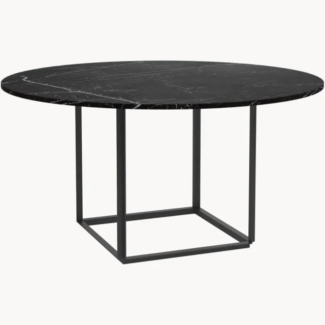 New Works Eettafel Florence met marmeren tafelblad, Ø 145 cm Zwart