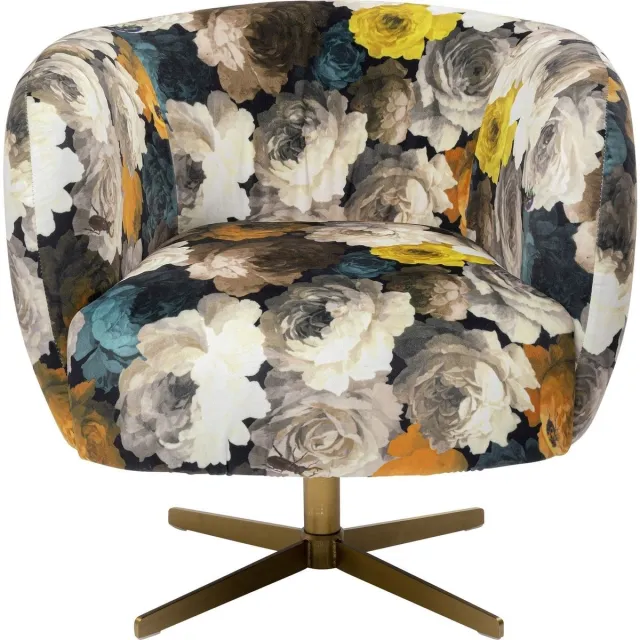 Kare Design Kare Draaifauteuil Peony Yellow Multicolor