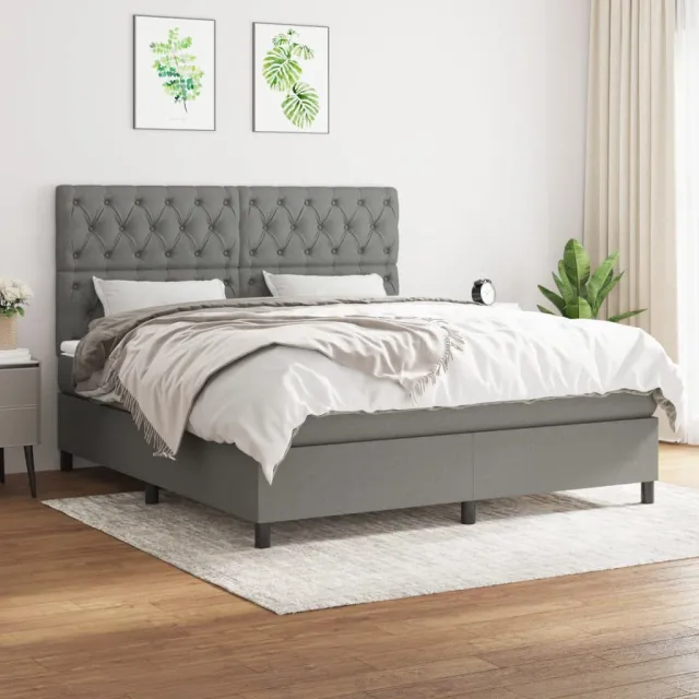 vidaXL Boxspring met matras stof donkergrijs 160x200 cm grijs