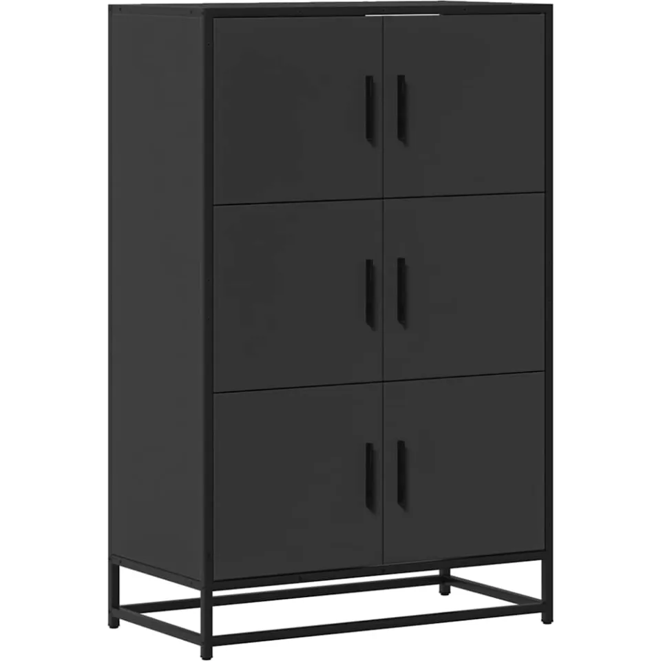 vidaXL Hoge kast 68x35x106,5 cm bewerkt hout en metaal zwart, foto 3