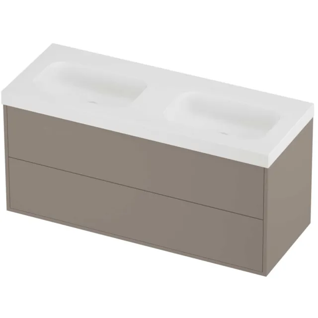 Proline Haga Badmeubelset Polystone Mezza In Kader 120x46x58 cm Mat White Clay Beige