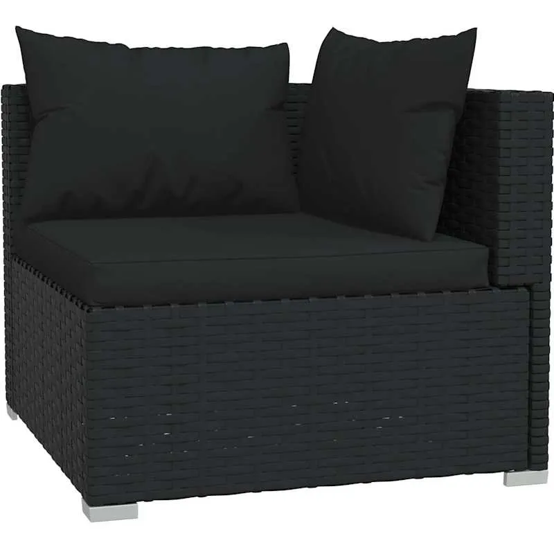 vidaXL 4-delige Loungeset met kussens poly rattan zwart, foto 4