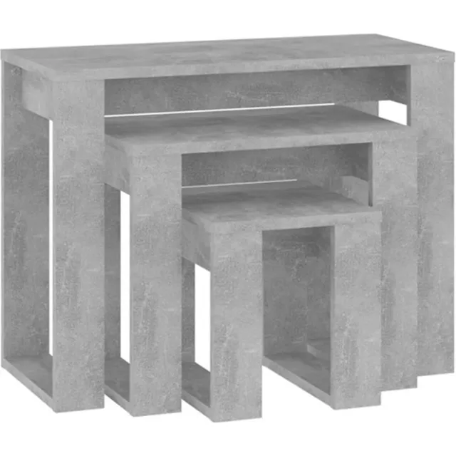 vidaXL 3-delige - Tafeltjesset - bewerkt - hout - betongrijs