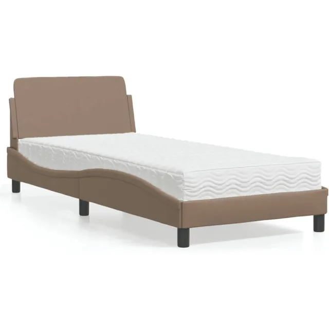 vidaXL Bed met matras "Dover" kunstleer cappuccinokleurig 90x190 cm Bruin