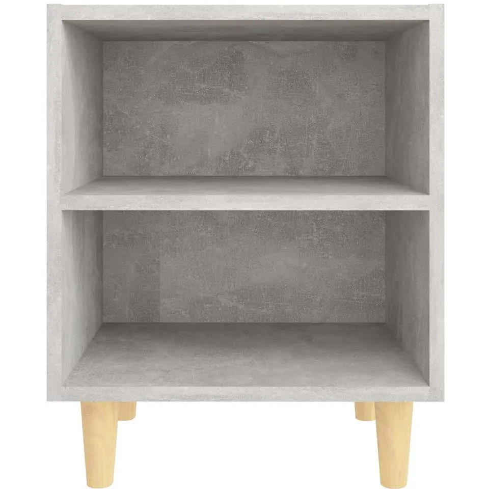 vidaXL Nachtkastje met massief houten poten 40x30x50 cm betongrijs grijs, foto 4