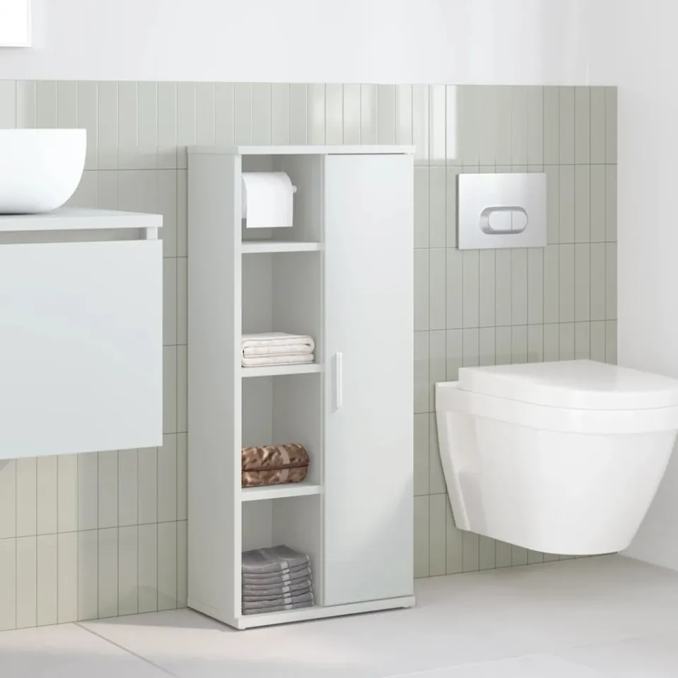vidaXL Badkamerkast met rolhouder 39x22x90 cm wit, foto 2