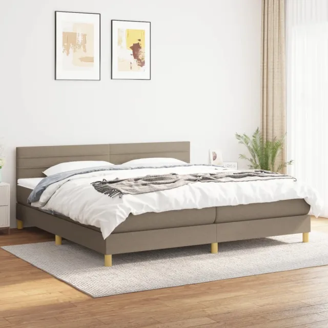 vidaXL Boxspring met matras stof taupe 200x200 cm