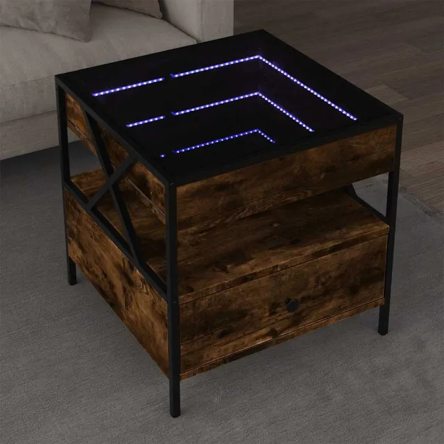 vidaXL Salontafel met Infinity LED 50x50x51 cm gerookt eikenkleurig, foto 2