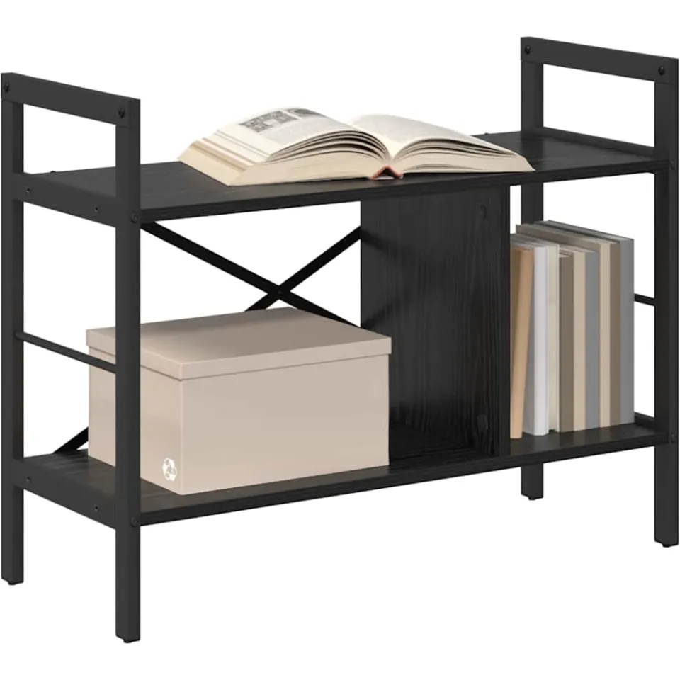 vidaXL Boekenkast 3-laags 75 x 30 x 58,5 cm Bewerkt hout Zwart Eiken