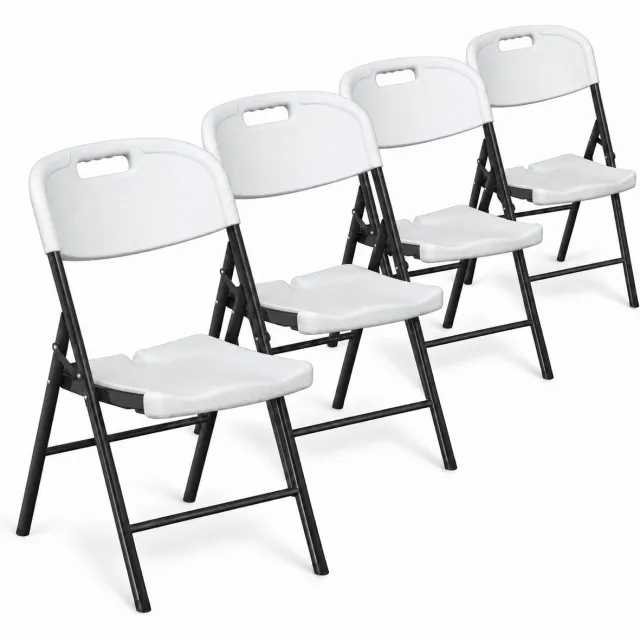 ADSafety Klapstoelen Set van 4 - Vouwstoelen Zware Kwaliteit - Weersbestendig - Tot 200 kg - Opvouwbare Stoelen - 46 x 51 x 86 cm - Wit
