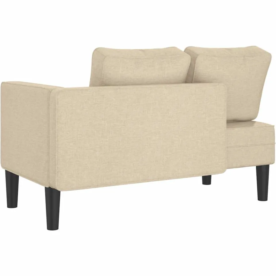 vidaXL Chaise longue met kussens stof crèmekleurig, foto 4