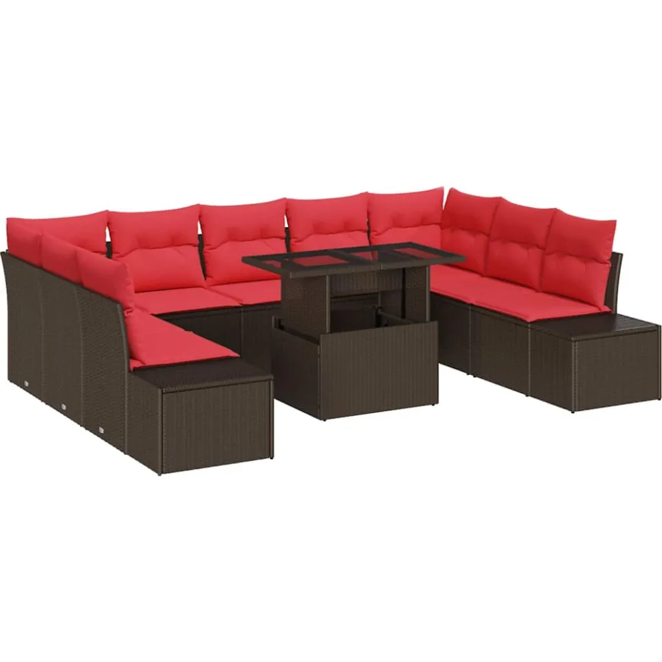 vidaXL Tuin Sofa Set 10 st Bruin poly rattan