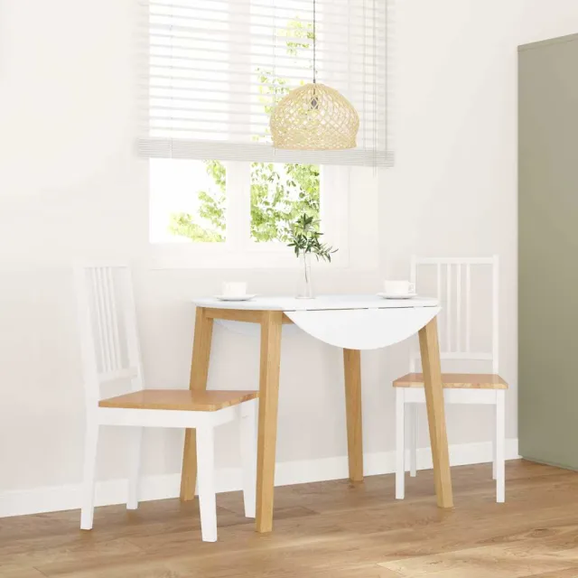 vidaXL Eetkamerstoelen 2 st massief hout rubber wit