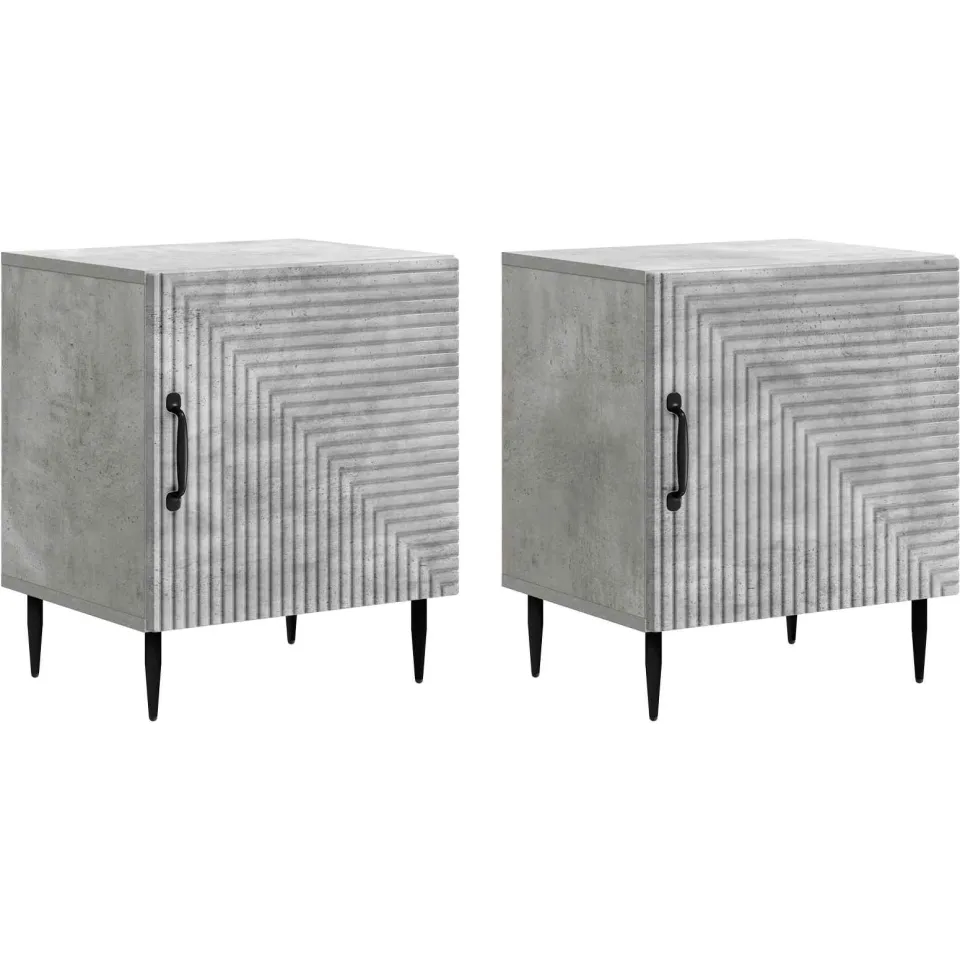 vidaXL Nachtkastje 2 st Betongrijs 43 x 34,5 x 50 cm Bewerkt hout grijs, foto 3