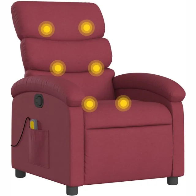 vidaXL Massagestoel - verstelbaar - stof - wijnrood