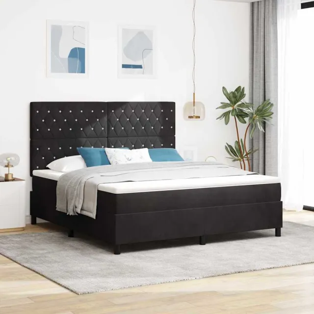 vidaXL Boxspringbed met matras Zwart 180 x 200 cm Fluweel