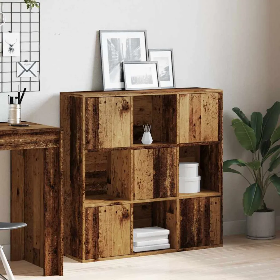 vidaXL Boekenkast 90x28x90 cm bewerkt hout oud houtkleurig bruin, foto 4