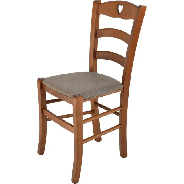 t m c s Tommychairs Cuore - Eetkamerstoel - 1 Stuk - Licht Walnoot - Stof & Hout Lichte walnoten