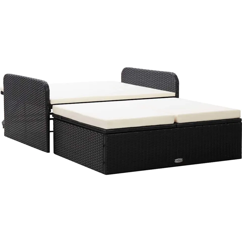 vidaXL 2-delige Loungeset met kussens poly rattan zwart, foto 3