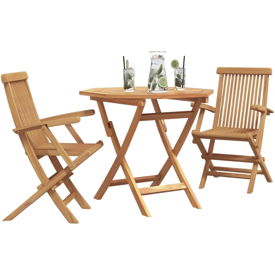 vidaXL Tuin eettafelset 3 st Bruin Massief Acaciahout