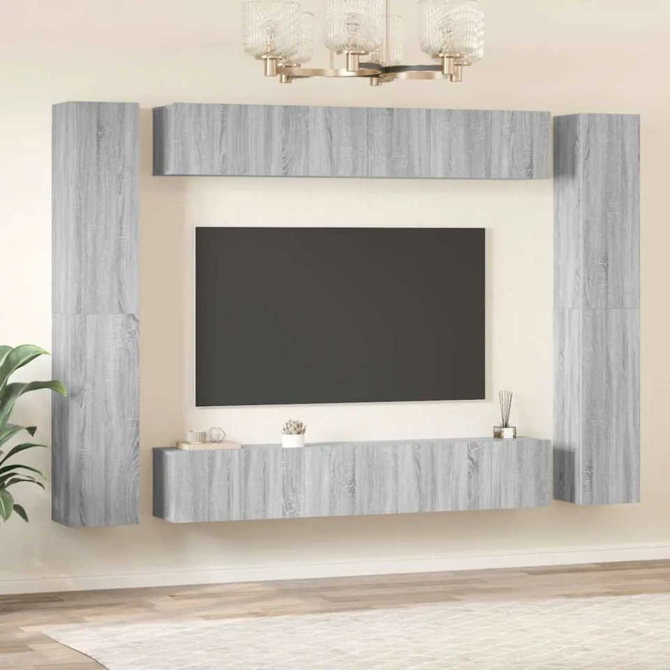 vidaXL 10-delige Tv-meubelset bewerkt hout grijs sonoma eikenkleurig, foto 2