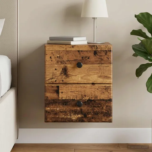 vidaXL Wandbeugel Bedkast Oud hout 34,5 x 33 x 40 cm Bewerkt hout bruin, foto 2