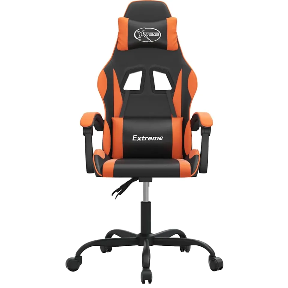 vidaXL Gamestoel draaibaar kunstleer zwart en oranje