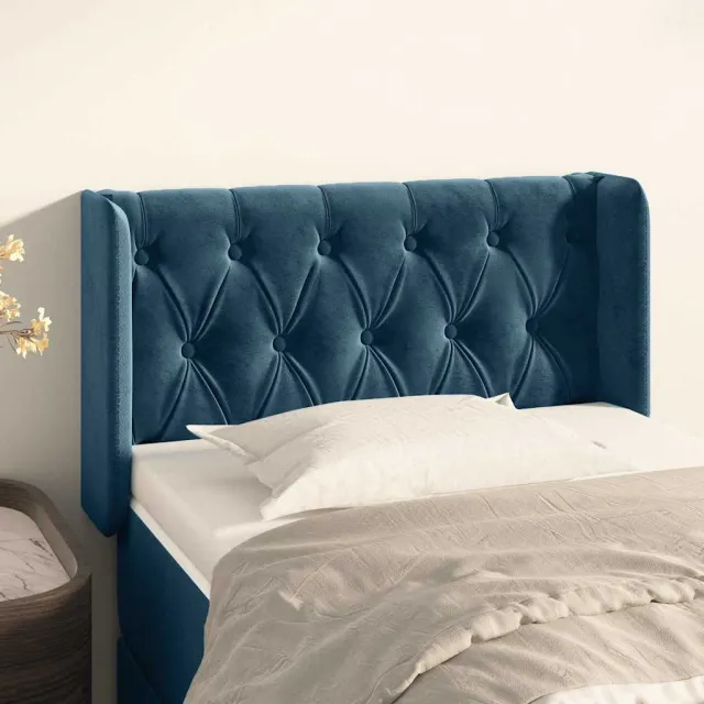 vidaXL Hoofdbord met randen 83x16x78/88 cm fluweel donkerblauw blauw