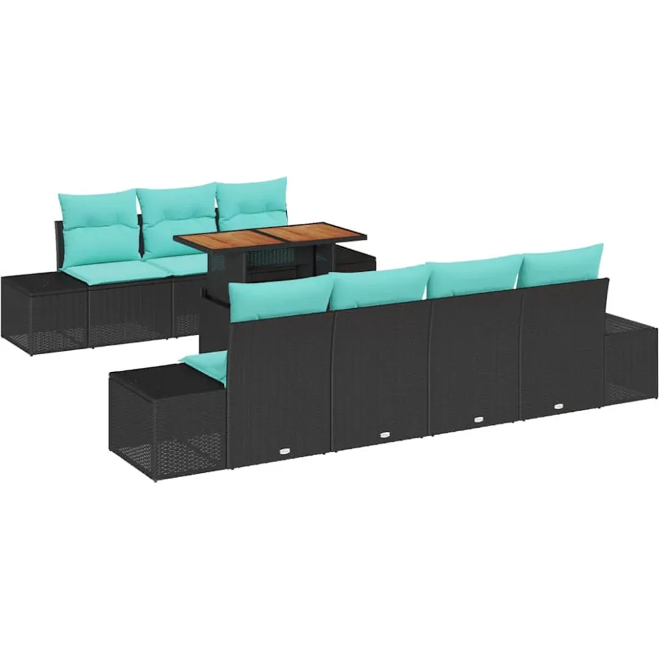 vidaXL Tuin Sofa Set 8 st Zwart Poly riet