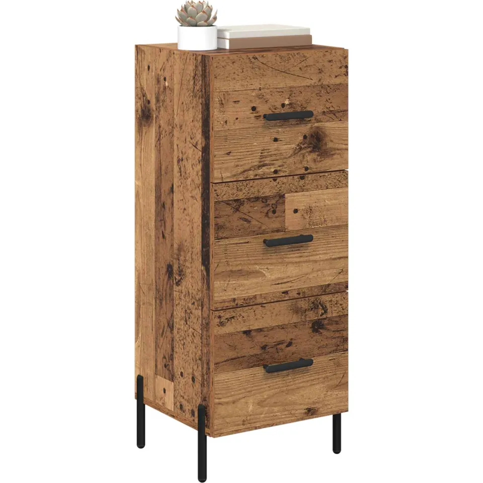 vidaXL Dressoir Oud hout 34 x 34.5 x 90 cm Bewerkt hout Bruin