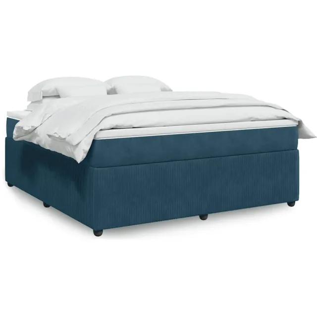 vidaXL Boxspring met matras fluweel donkerblauw 180x200 cm blauw