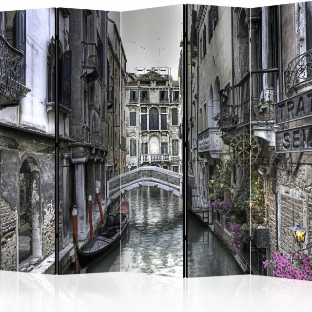 karo-art Vouwscherm - Romantisch Venetië 225x172cm , gemonteerd geleverd, dubbelzijdig geprint (kamerscherm) Multikleur