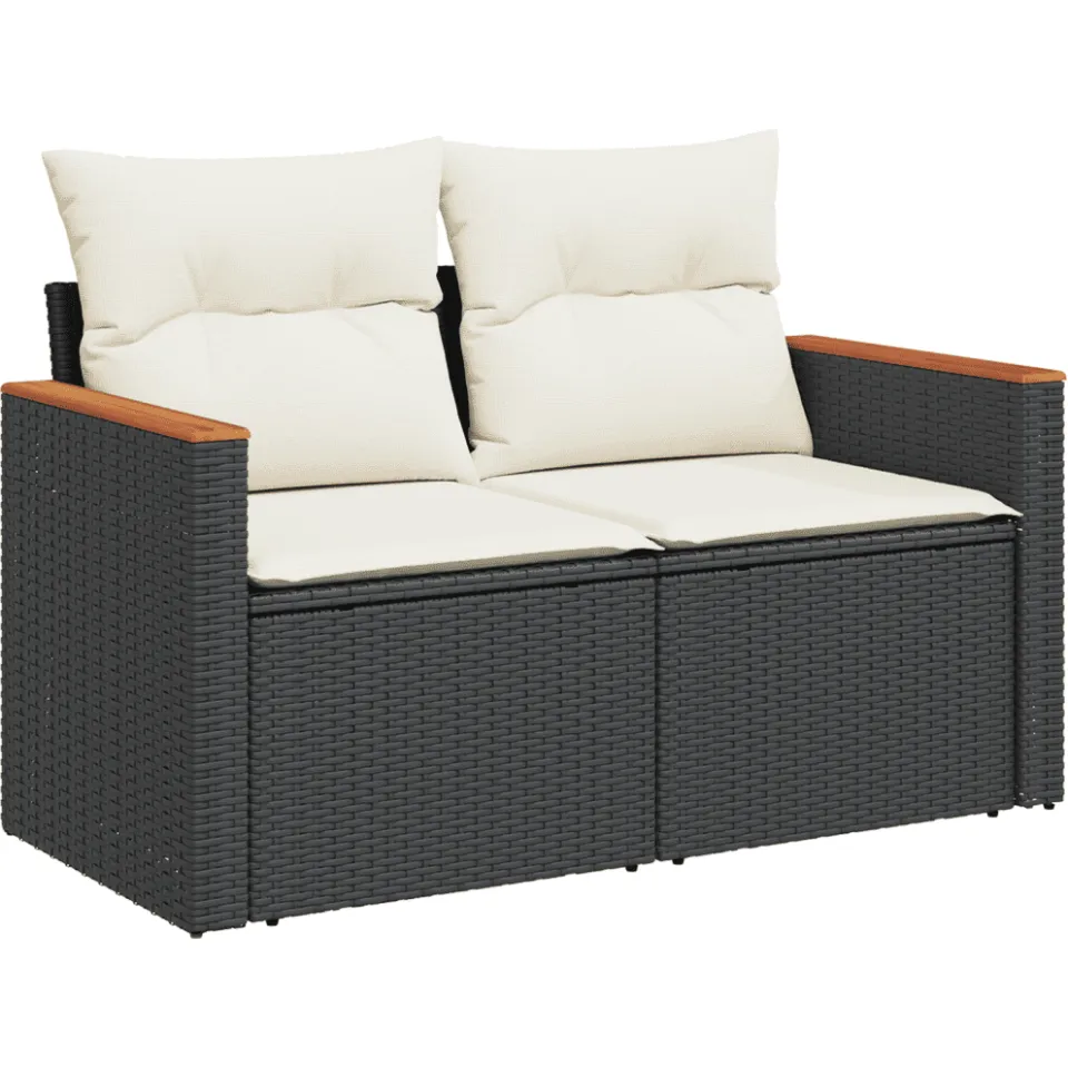 vidaXL Patio Sofa Set 11-zits Black and Cream, foto 4