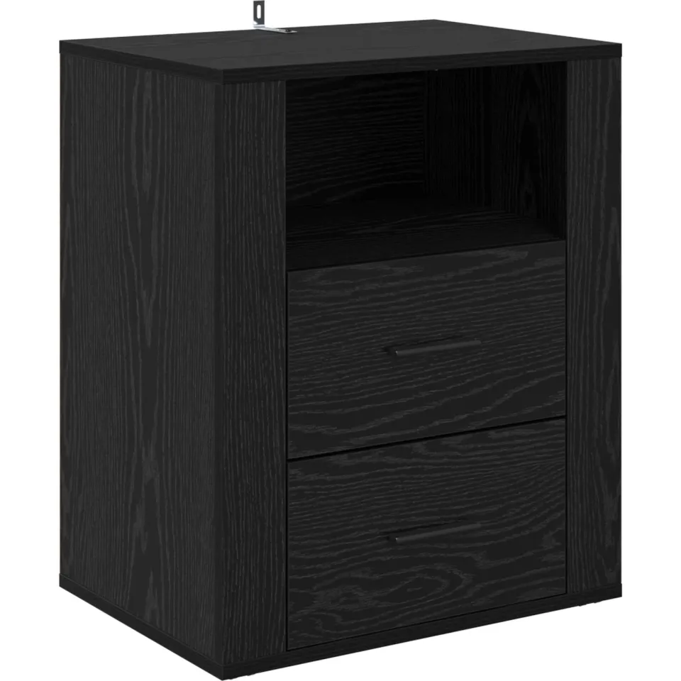 vidaXL Nachtkastje Zwart Eiken 35 x 50 x 60 cm Bewerkt hout, foto 3