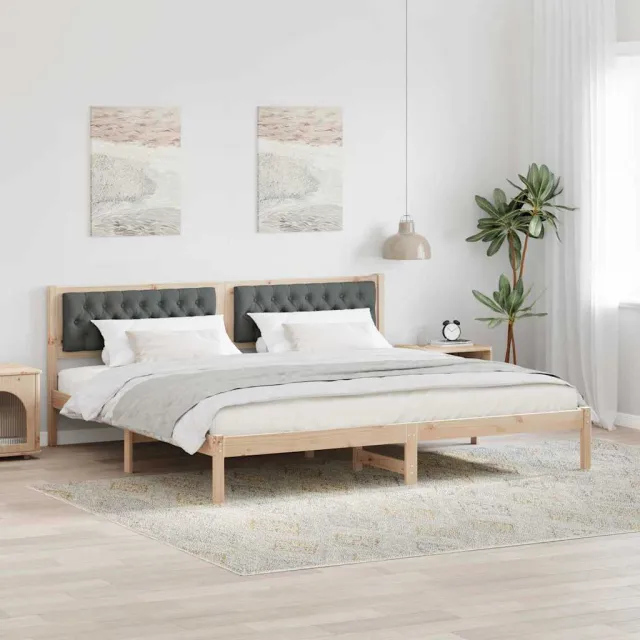 vidaXL Bedframe Donkergrijs 200 x 200 cm Massief grenenhout Bruin