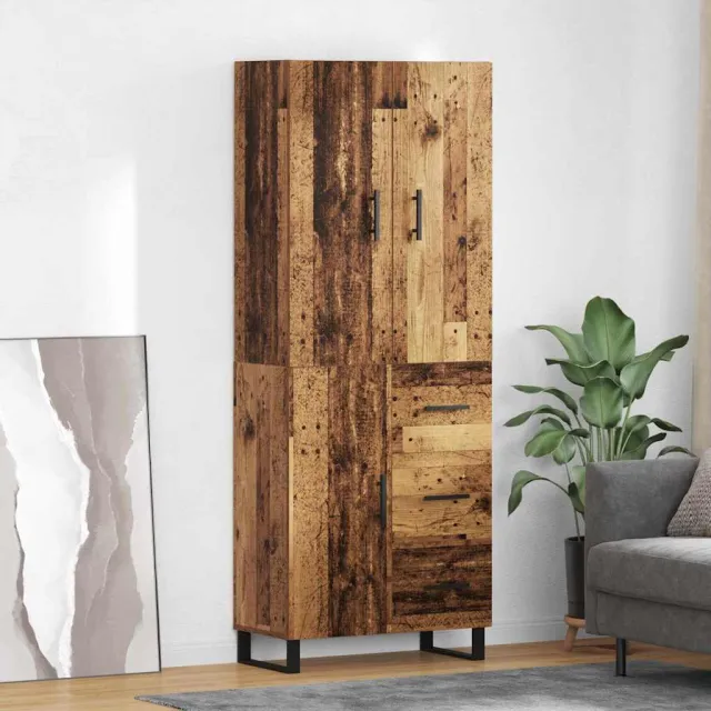 vidaXL Hoge kast 2 st Oud Hout 69,5 x 34 x 180 cm bruin, foto 2