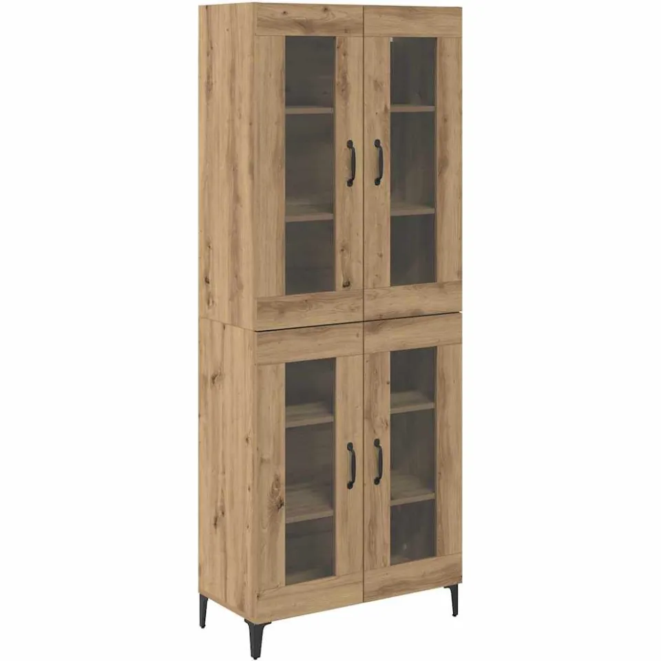 vidaXL Highboard Artisan Eiken 69,5 x 34 x 180 cm Bewerkt hout, foto 3