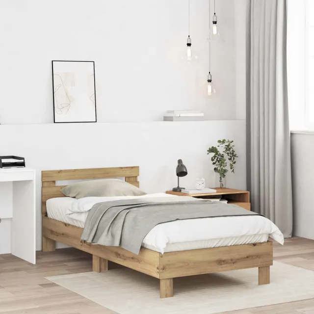 vidaXL Bedframe Artisanaal eiken 80 x 200 cm Bewerkt hout Bruin