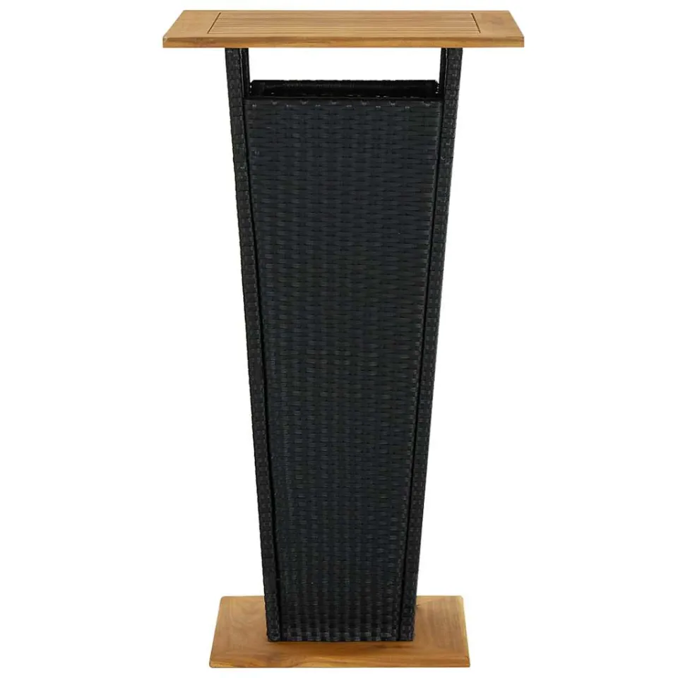 vidaXL Bartafel 60x60x110 cm poly rattan en massief acaciahout zwart