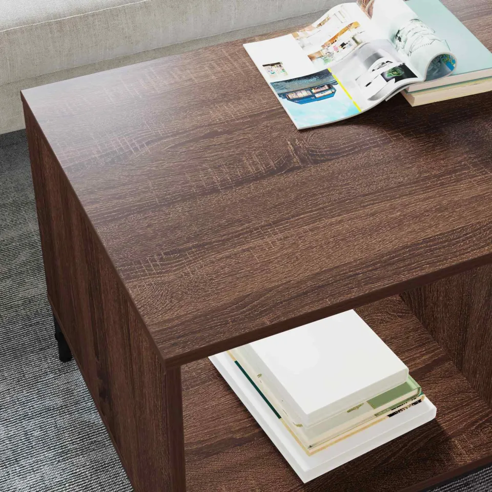 vidaXL Salontafel Bruin Eiken 90 x 49 x 46 cm Bewerkt hout, foto 3