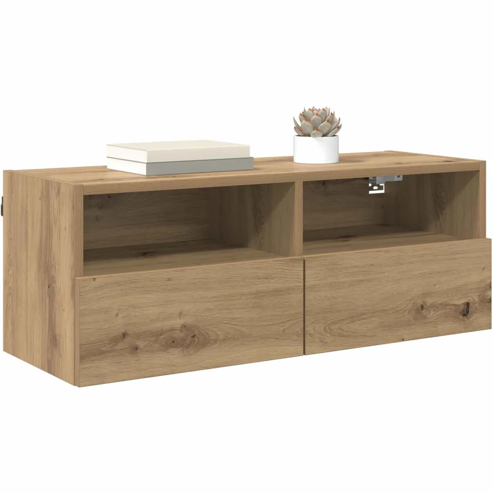 vidaXL TV Wandkast 80 x 30 x 30 cm Artisan Eiken Bewerkt hout Bruin