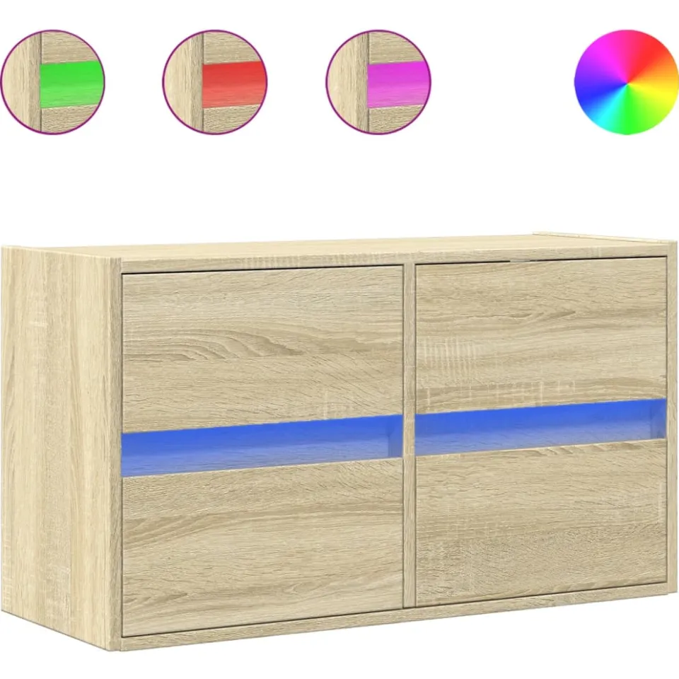 vidaXL Tv-wandmeubel met LED-verlichting 80x31x45 cm sonoma eikenkleur, foto 3