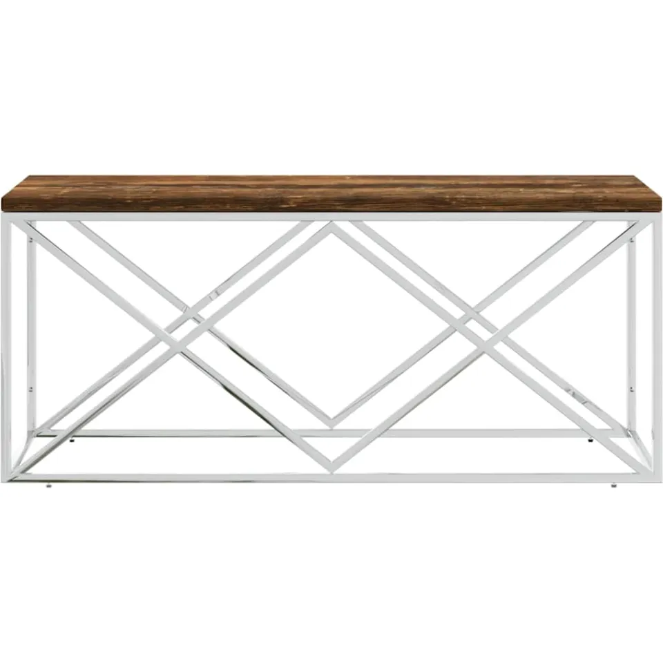 vidaXL Salontafel roestvrij staal en massief hergebruikt hout