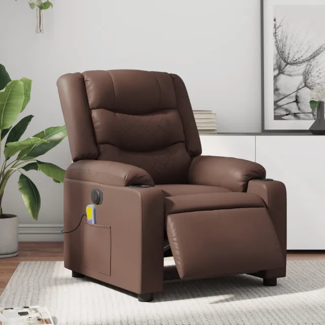vidaXL Massagestoel verstelbaar elektrisch kunstleer bruin