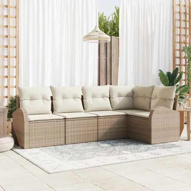 vidaXL Bankstel 5 st Beige Polyester, foto 2