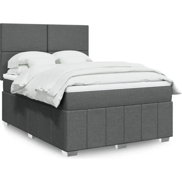 vidaXL Boxspring met matras stof donkergrijs 140x190 cm grijs