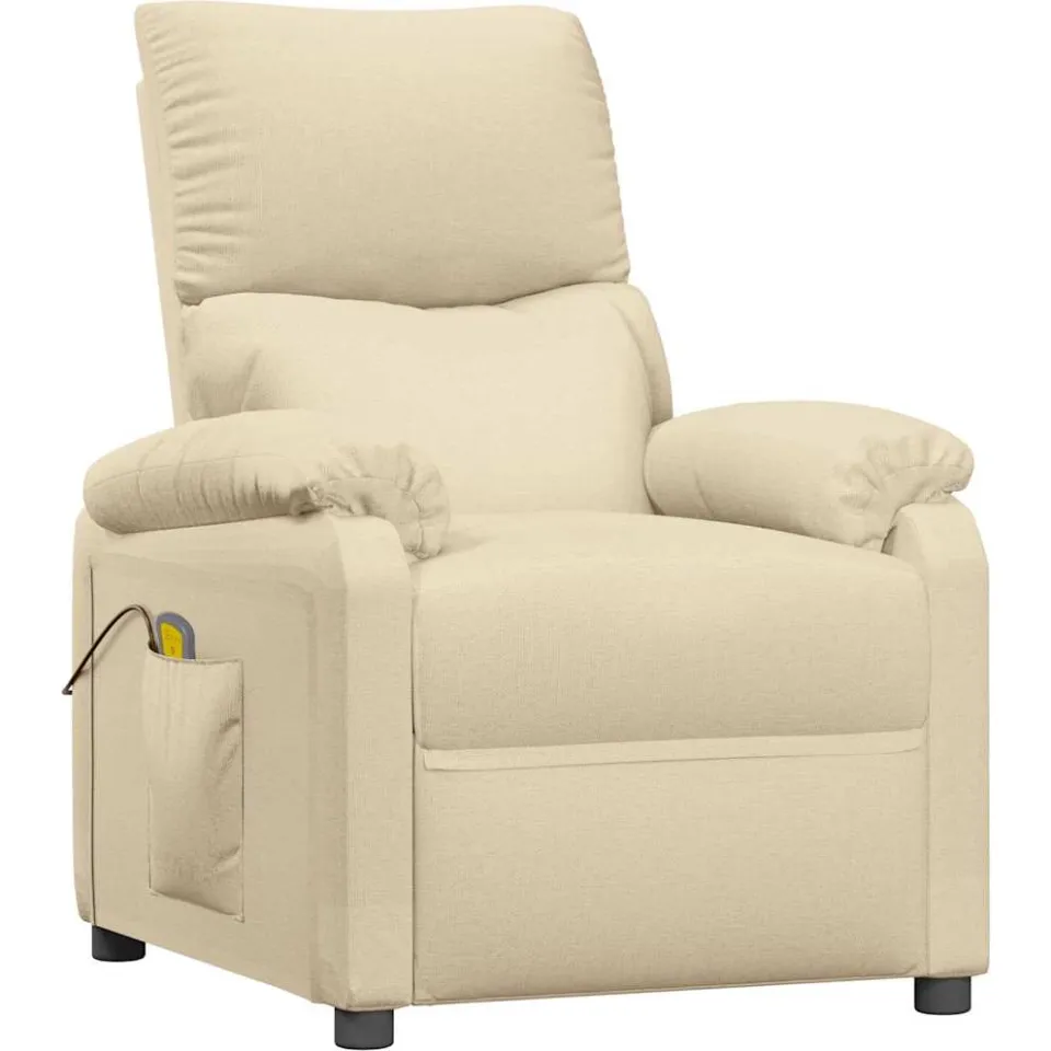 vidaXL Massagestoel stof crèmekleurig