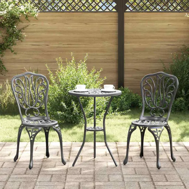 vidaXL Tuin Bistro Set 3 st Zwart Aluminium, foto 2