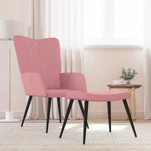 vidaXL Relaxstoel met voetenbank fluweel roze